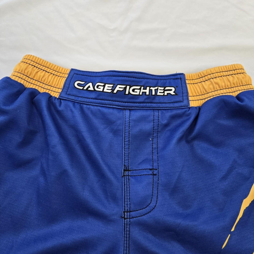 Cage Fighter Wrestling MMA Shorts Adult Sz Small Orem Tigers Blue Yellow BJJ UFC - Picture 4 of 7